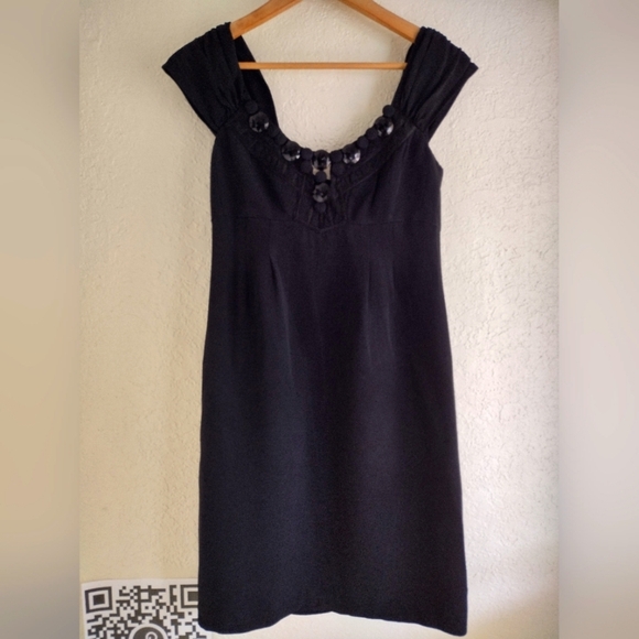 Nanette Lepore Dresses & Skirts - Nanette Lepore Black Silk Midi Dress With Embellishments